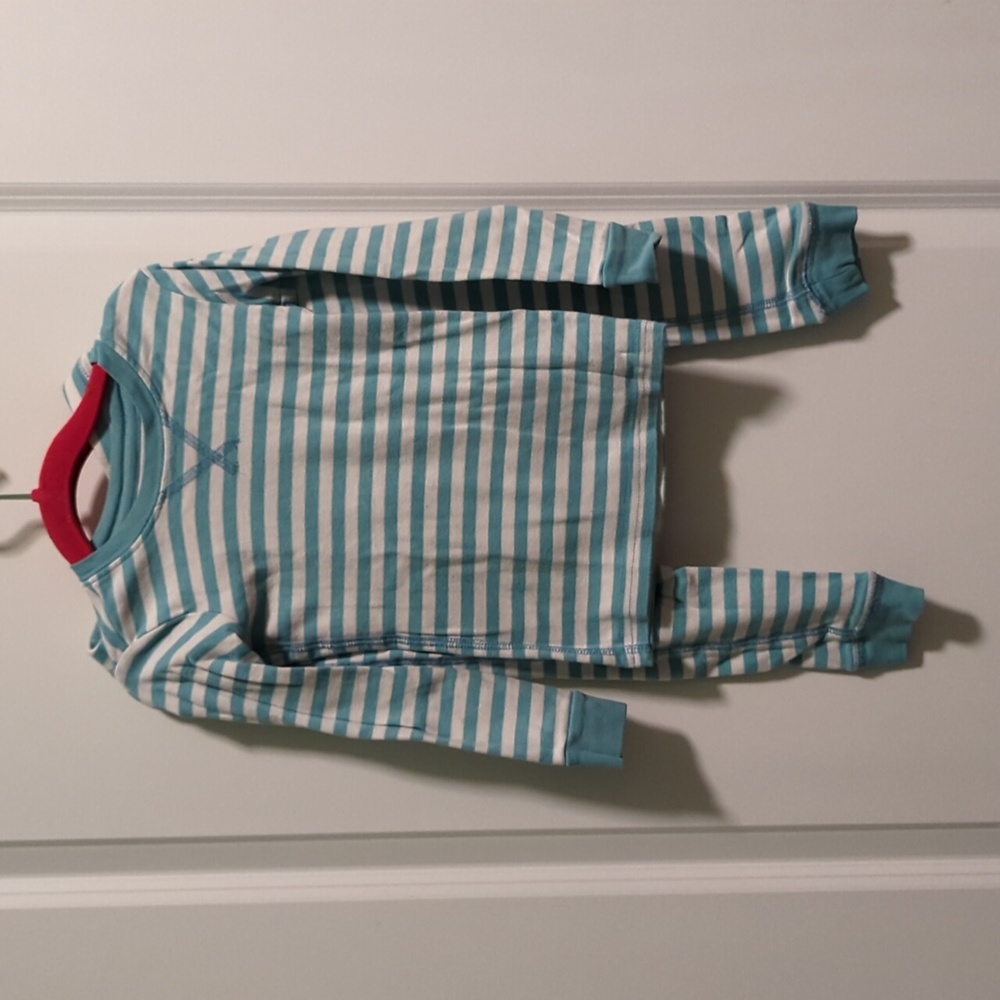 Kids 2 piece white and blue organic cotton striped pajama set size 4-5